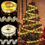 Vánočná stuha s LED ozdobami 2M - zlatá